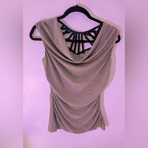 BCX Gray Tank Top with Intricate Back Detail